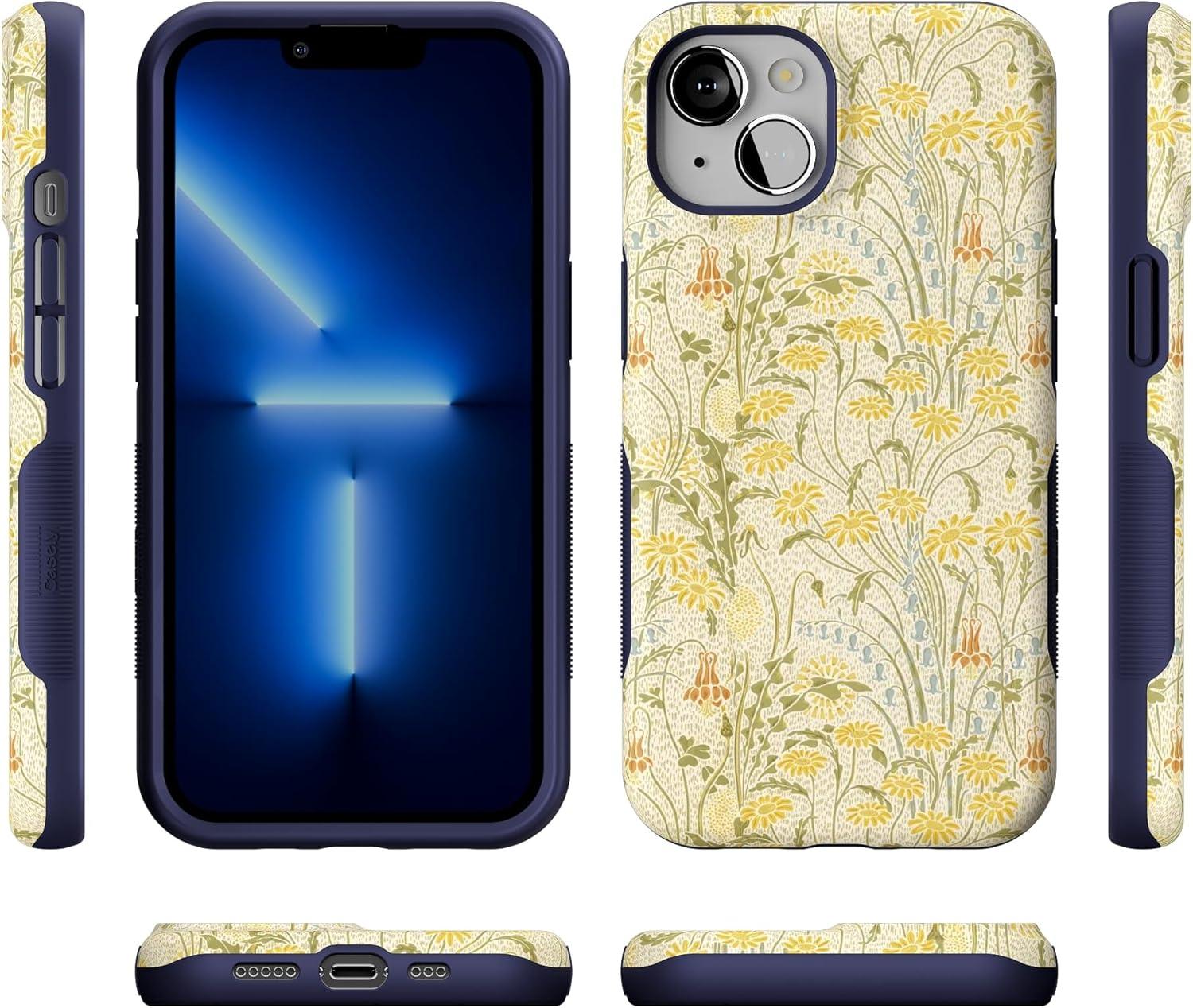 imageCasely iPhone 13 Case Field of Flowers Pastel Floral Compatible with MagSafe Bold Protective DesignBoho Blooms Golden Floral