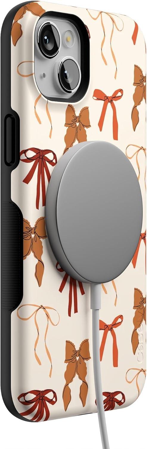 imageCasely iPhone 13 Mini Case Fall Girlie Pumpkin Spice Bows Compatible with MagSafe Bold Protective Design