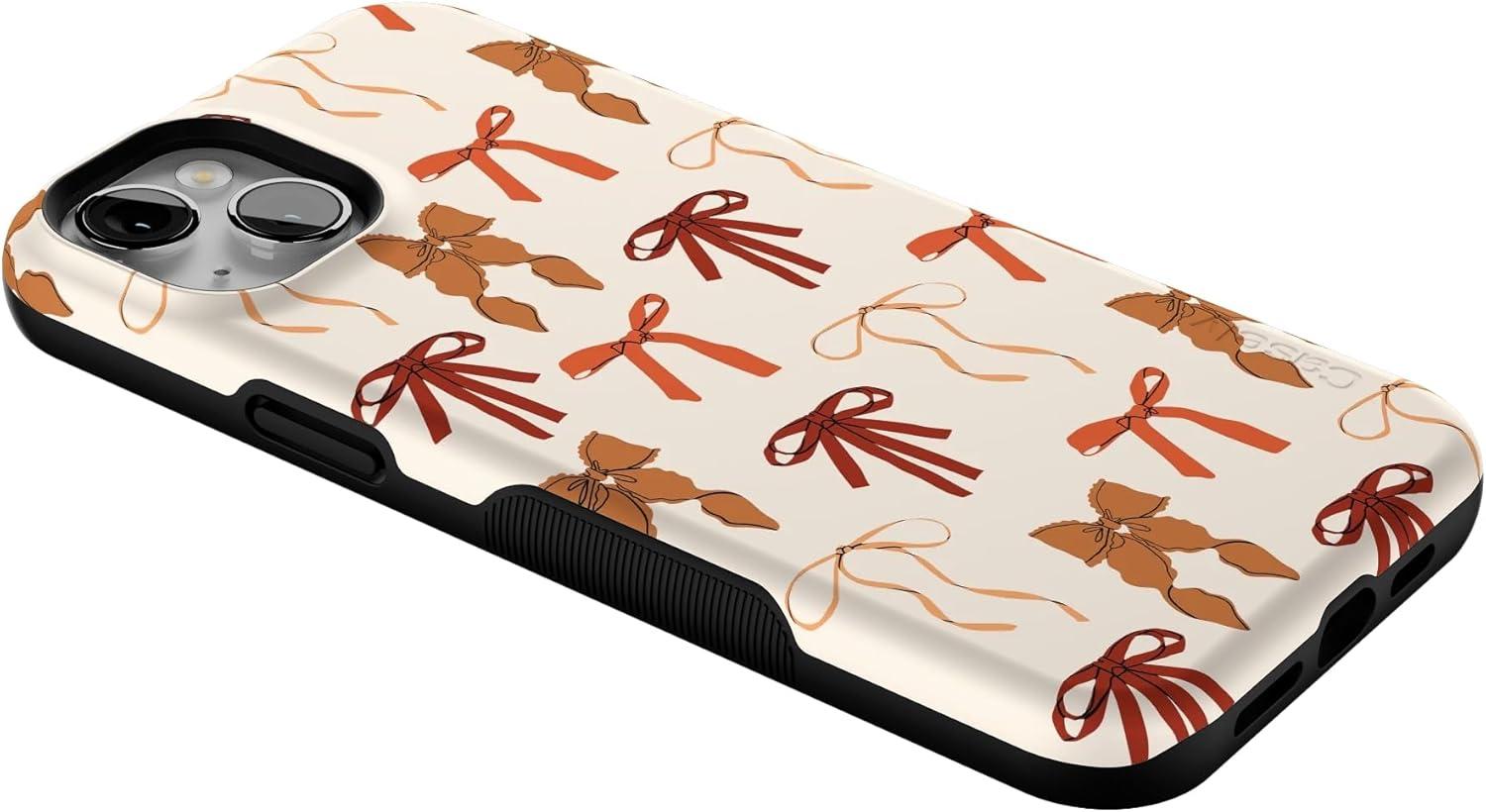 imageCasely iPhone 13 Mini Case Fall Girlie Pumpkin Spice Bows Compatible with MagSafe Bold Protective Design