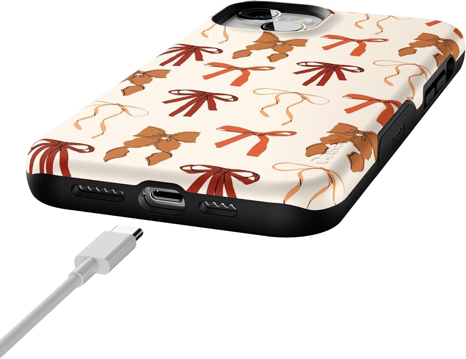 imageCasely iPhone 13 Mini Case Fall Girlie Pumpkin Spice Bows Compatible with MagSafe Bold Protective Design
