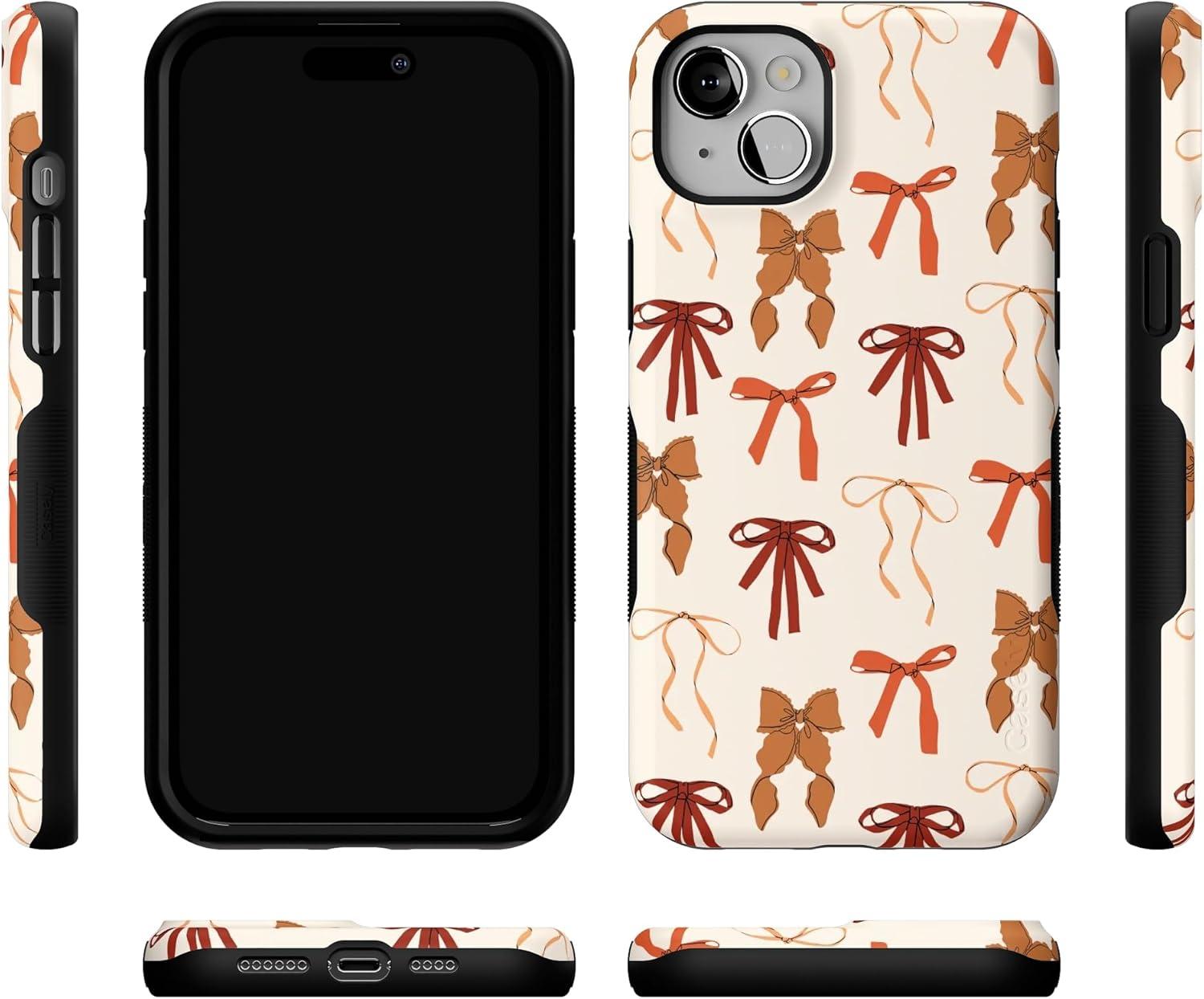 imageCasely iPhone 13 Mini Case Fall Girlie Pumpkin Spice Bows Compatible with MagSafe Bold Protective Design