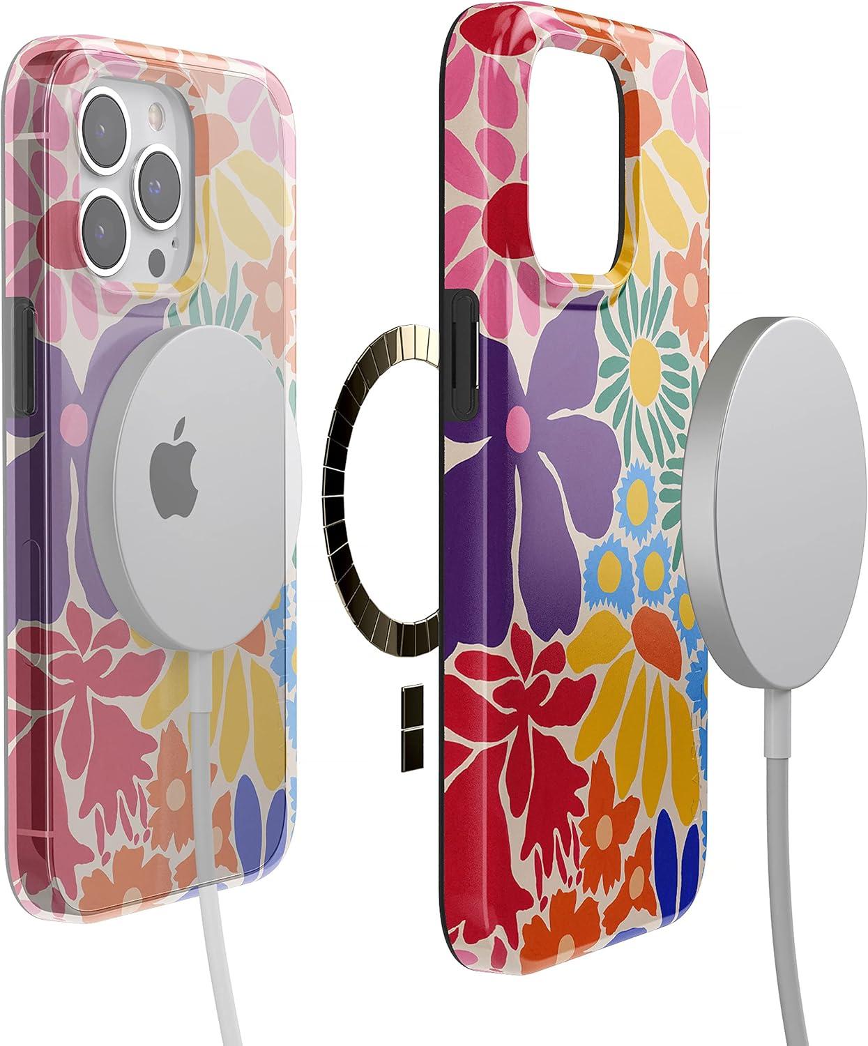 imageCasely iPhone 13 Pro Case Compatible with MagSafe Flower Patch Girly Floral CaseFlower Patch MultiColor Floral
