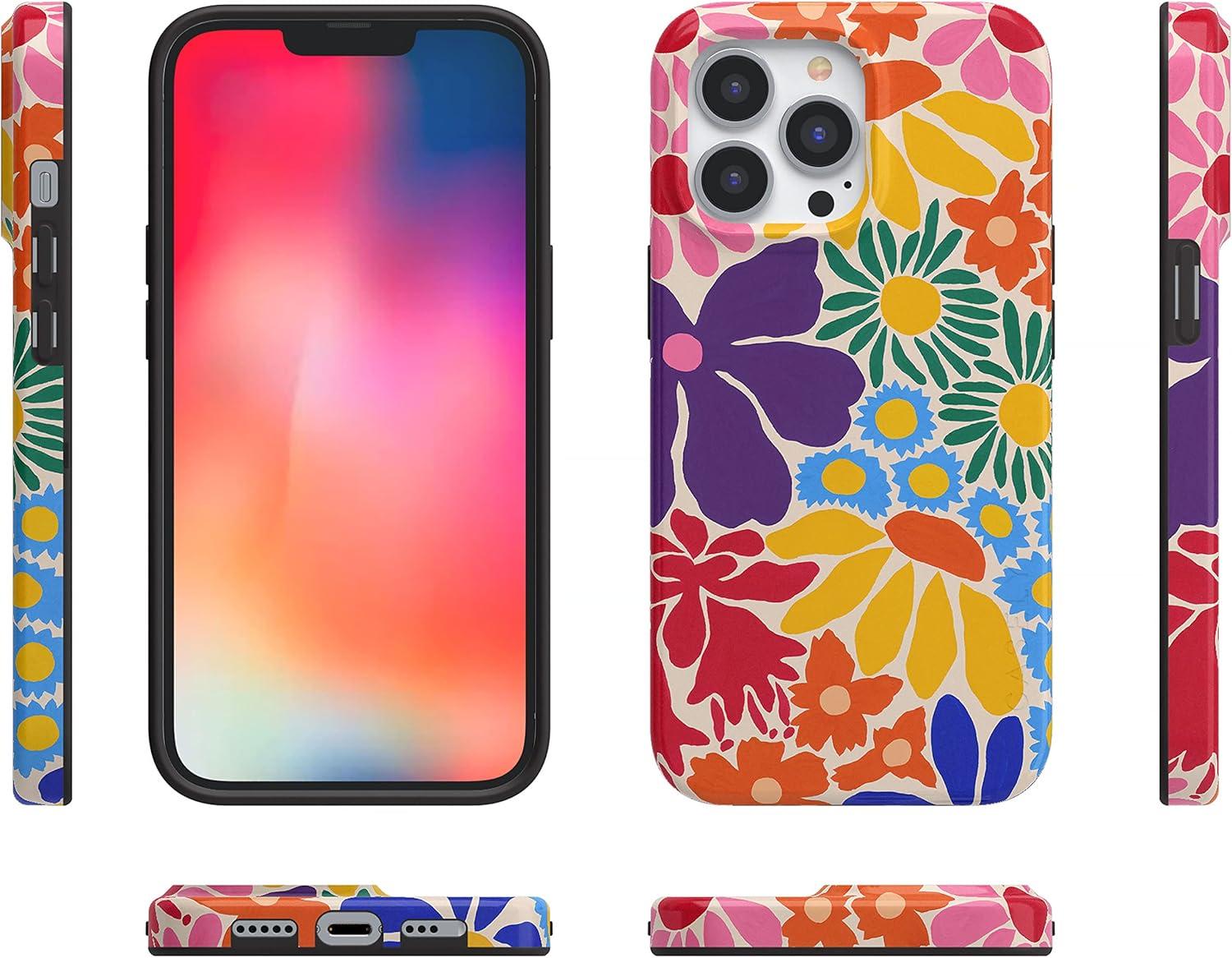 imageCasely iPhone 13 Pro Case Compatible with MagSafe Flower Patch Girly Floral CaseFlower Patch MultiColor Floral