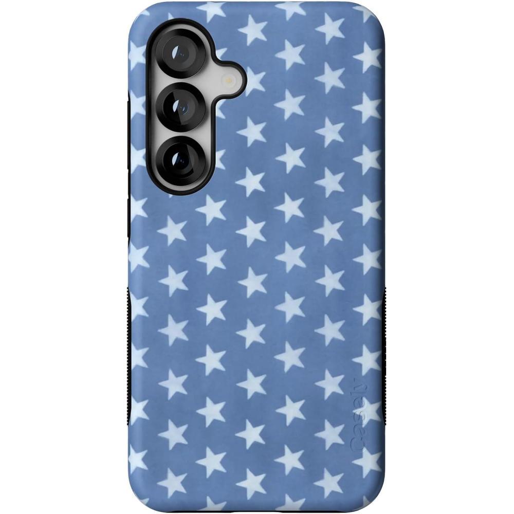 imageCasely Galaxy S25 Case  Oasis  Pura Vida Floral  Compatible with MagSafe  Bold Protective DesignCoastal Blues  Denim Stars