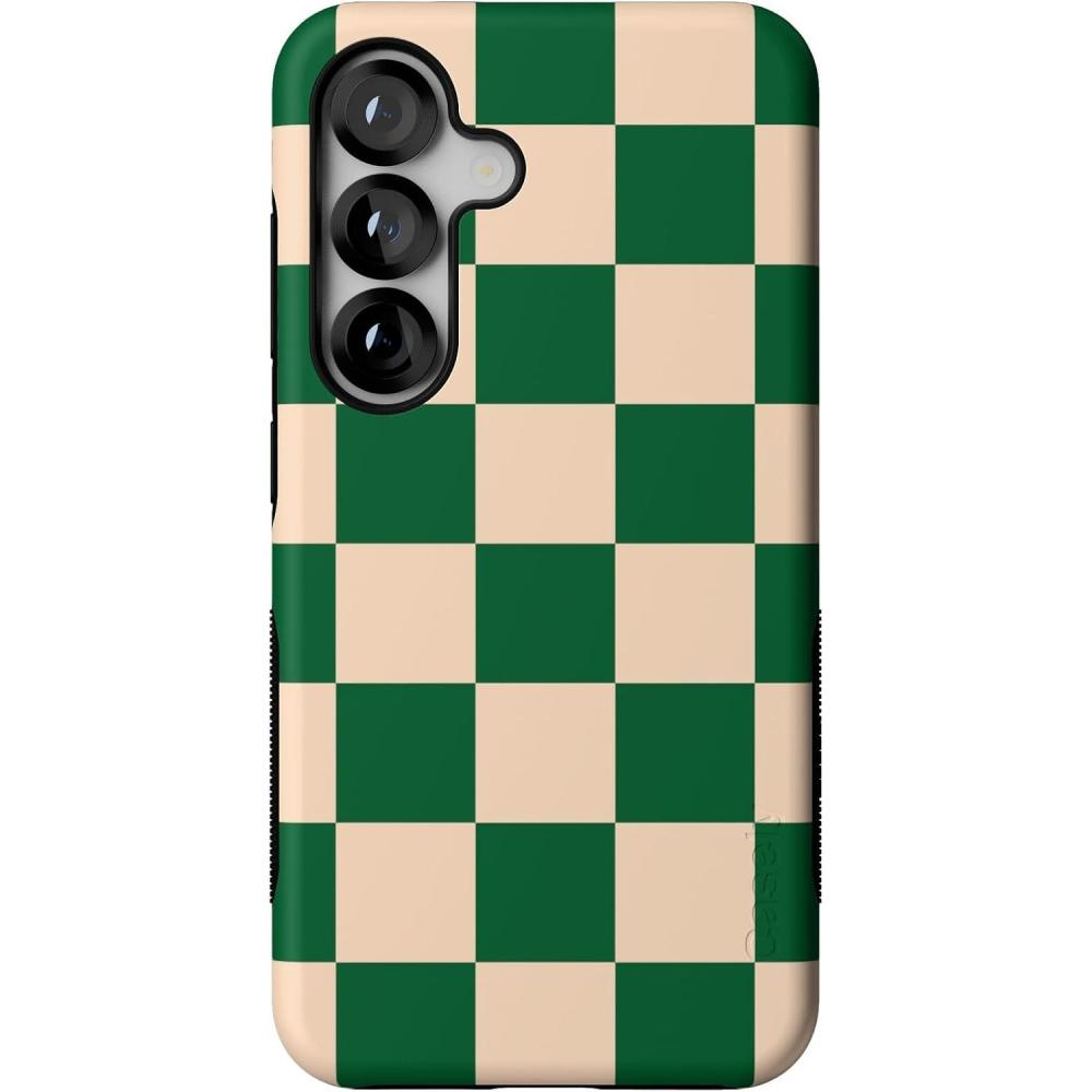 imageCasely Galaxy S25 Case  Oasis  Pura Vida Floral  Compatible with MagSafe  Bold Protective DesignFit Check  Green Checkerboard