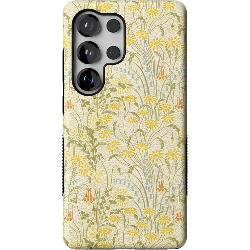imageCasely Galaxy S25 Ultra Case Chateau Pups French Dog Compatible with MagSafe Bold Protective DesignBoho Blooms Golden Floral