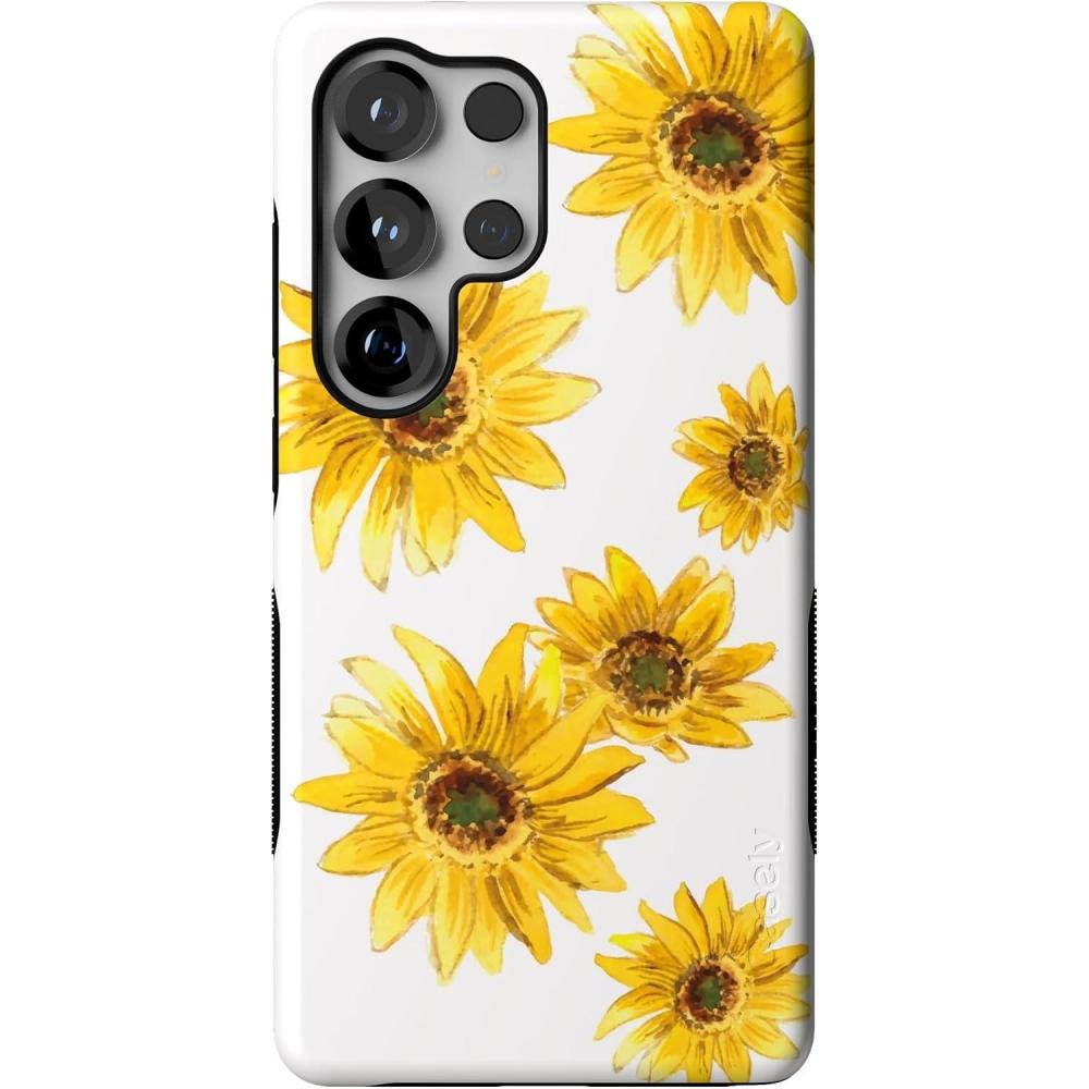 imageCasely Galaxy S25 Ultra Case  Chateau Pups  French Dog  Compatible with MagSafe  Bold Protective DesignGolden Garden  Yellow Sunflower Floral