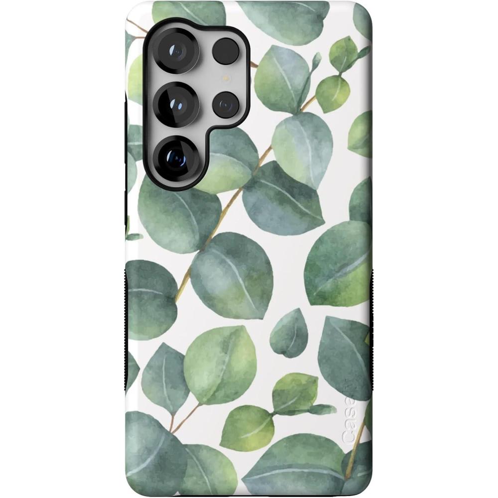 imageCasely Galaxy S25 Ultra Case  Chateau Pups  French Dog  Compatible with MagSafe  Bold Protective DesignLeaf Me Alone  Green Floral Print