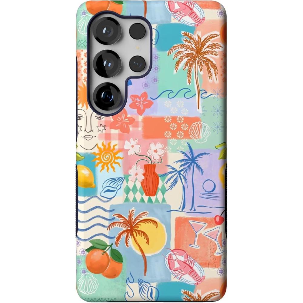 imageCasely Galaxy S25 Ultra Case  Chateau Pups  French Dog  Compatible with MagSafe  Bold Protective DesignTropical Heat  Beachy Collage