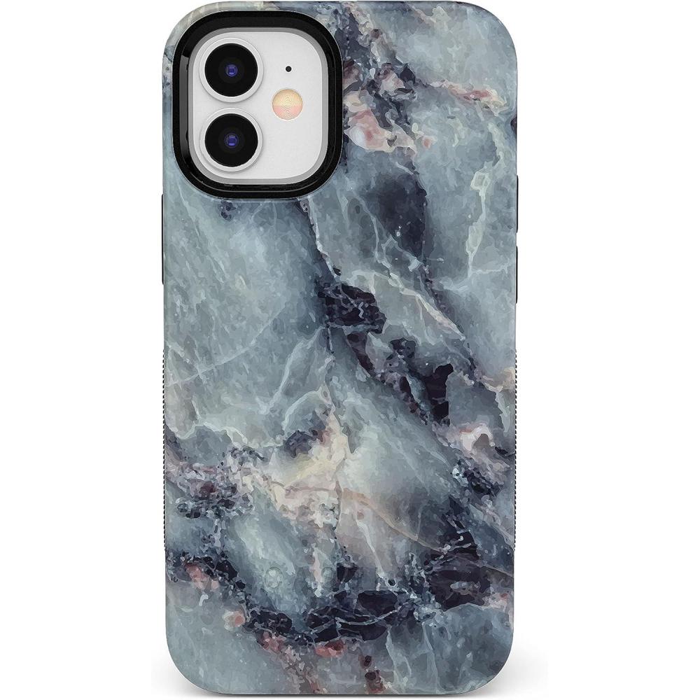 imageCasely iPhone 12 Mini Case  Viva La Vida  Frida Kahlo Collage  Compatible with MagSafe  Bold Protective DesignBlue Marble