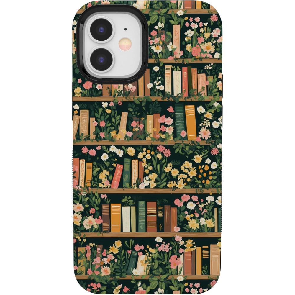 imageCasely iPhone 12 Mini Case  Viva La Vida  Frida Kahlo Collage  Compatible with MagSafe  Bold Protective DesignBook Nook  Floral Library