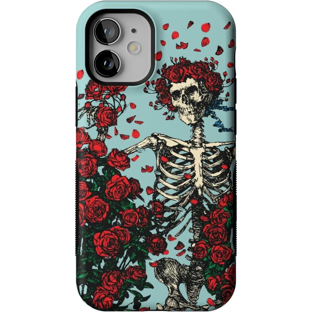 imageCasely iPhone 12 Mini Case  Viva La Vida  Frida Kahlo Collage  Compatible with MagSafe  Bold Protective DesignForever Grateful  Grateful Dead Skeleton Floral