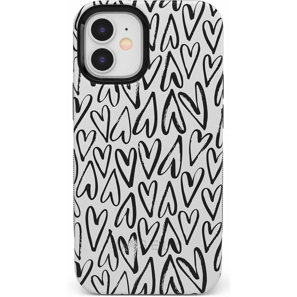 imageCasely iPhone 12 Mini Case  Viva La Vida  Frida Kahlo Collage  Compatible with MagSafe  Bold Protective DesignHeart Throb  Endless Hearts