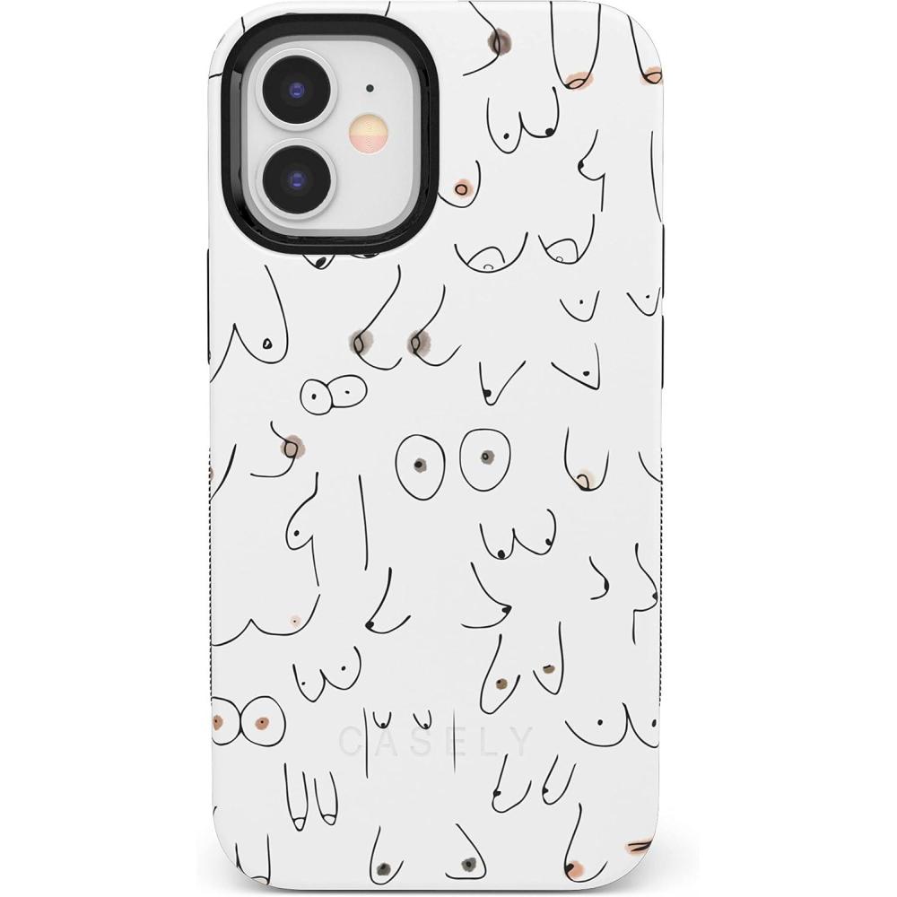 imageCasely iPhone 12 Mini Case  Viva La Vida  Frida Kahlo Collage  Compatible with MagSafe  Bold Protective DesignIm With Her  Black  White Boobs