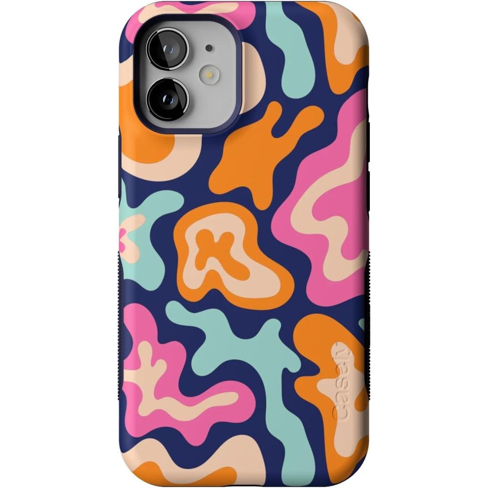 imageCasely iPhone 12 Mini Case  Viva La Vida  Frida Kahlo Collage  Compatible with MagSafe  Bold Protective DesignMidnight Color Splash  Abstract Retro