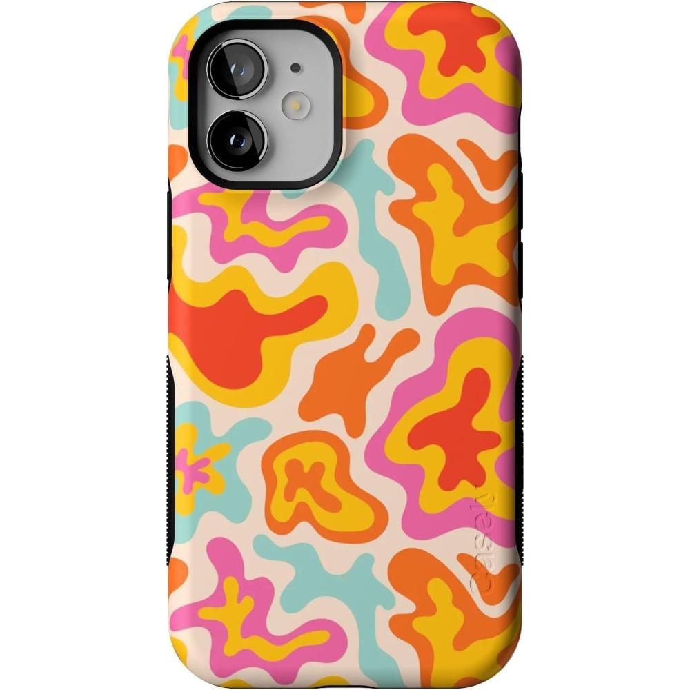 imageCasely iPhone 12 Mini Case  Viva La Vida  Frida Kahlo Collage  Compatible with MagSafe  Bold Protective DesignTropical Color Splash  Abstract Retro