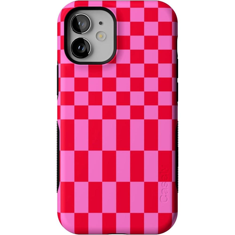 imageCasely iPhone 12 Mini Case  Viva La Vida  Frida Kahlo Collage  Compatible with MagSafe  Bold Protective DesignVibe Check  Pink Checkerboard