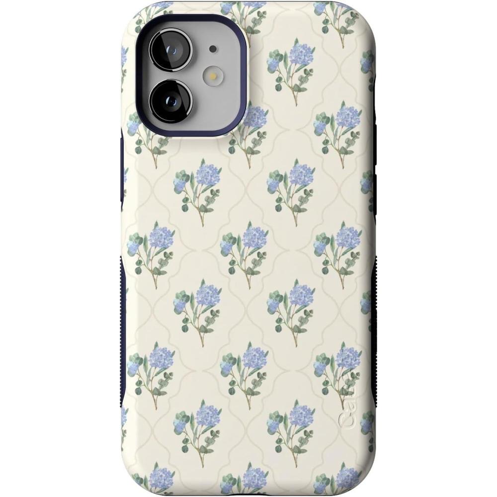 imageCasely iPhone 12 Mini Case  Viva La Vida  Frida Kahlo Collage  Compatible with MagSafe  Bold Protective DesignVintage Garden  Blue Hydrangea