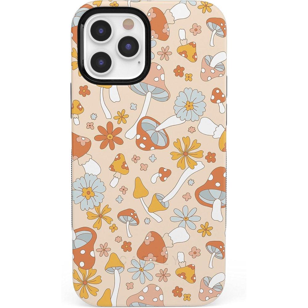 imageCasely iPhone 12 Pro Max Case  Denim Cowgirl  Fun on Weekdays  Compatible with MagSafe  Bold Protective Case DesignMushroom Magic  Retro Floral