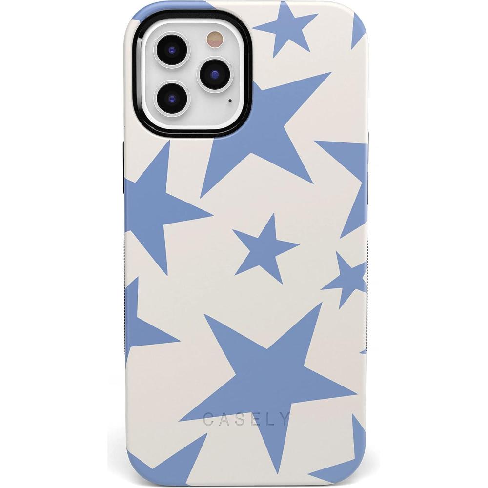 imageCasely iPhone 12 Pro Max Case  Denim Cowgirl  Fun on Weekdays  Compatible with MagSafe  Bold Protective Case DesignStars Align  Blue  White Stars