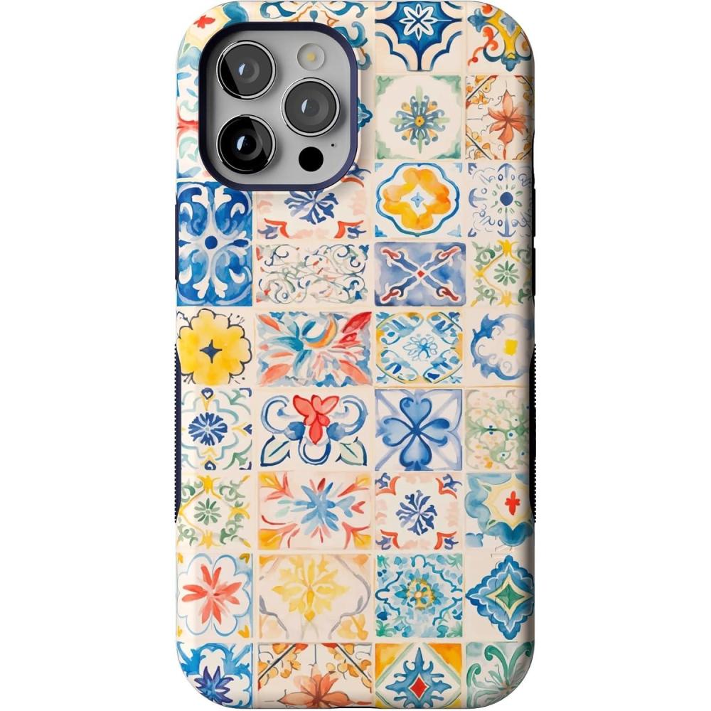 imageCasely iPhone 12 Pro Max Case  Denim Cowgirl  Fun on Weekdays  Compatible with MagSafe  Bold Protective Case DesignTuscan Tiles  Dolce Vita