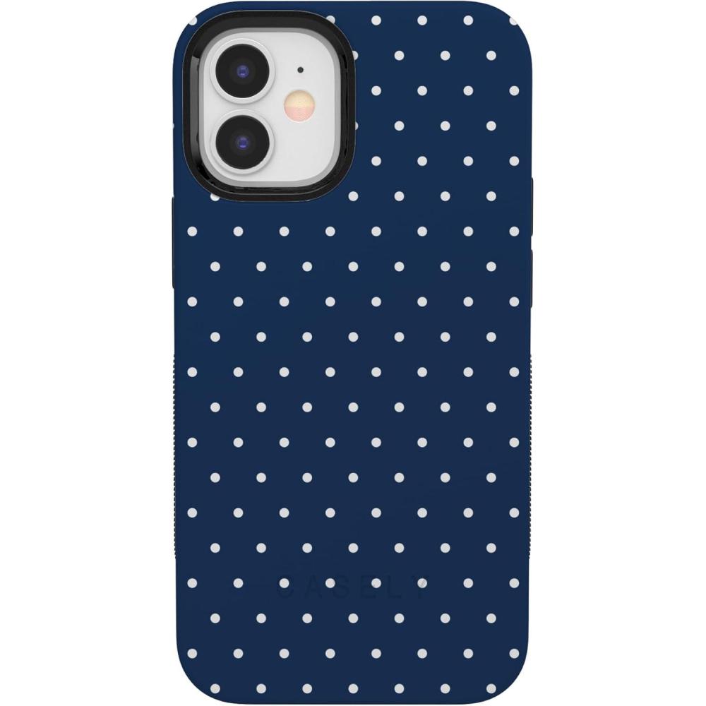 imageCasely iPhone 1212 Pro Case  Tropical Dreams  Pura Vida  Compatible with MagSafe  Bold Protective DesignOn the Dot  Navy Polka Dot