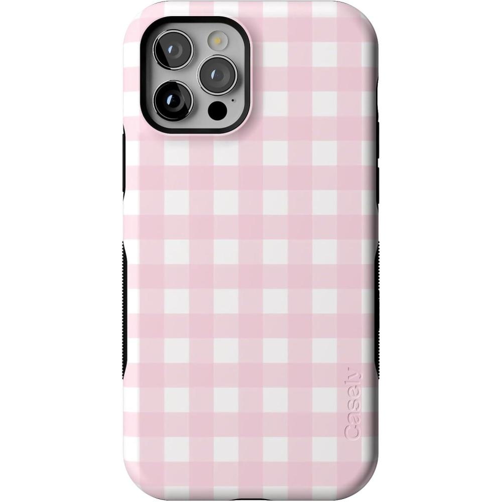 imageCasely iPhone 1212 Pro Case  Tropical Dreams  Pura Vida  Compatible with MagSafe  Bold Protective DesignPink Plaid  Sunday Best