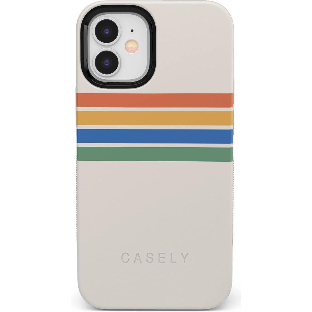 imageCasely iPhone 1212 Pro Case  Tropical Dreams  Pura Vida  Compatible with MagSafe  Bold Protective DesignTotally Groovy  Rainbow Stripes Color Block