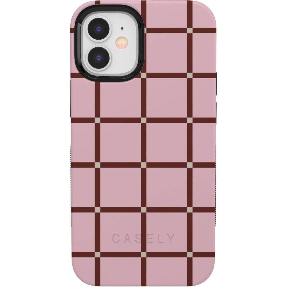 imageCasely iPhone 1212 Pro Case  Tropical Dreams  Pura Vida  Compatible with MagSafe  Bold Protective DesignUptown Gridlock  Pink Checkerboard