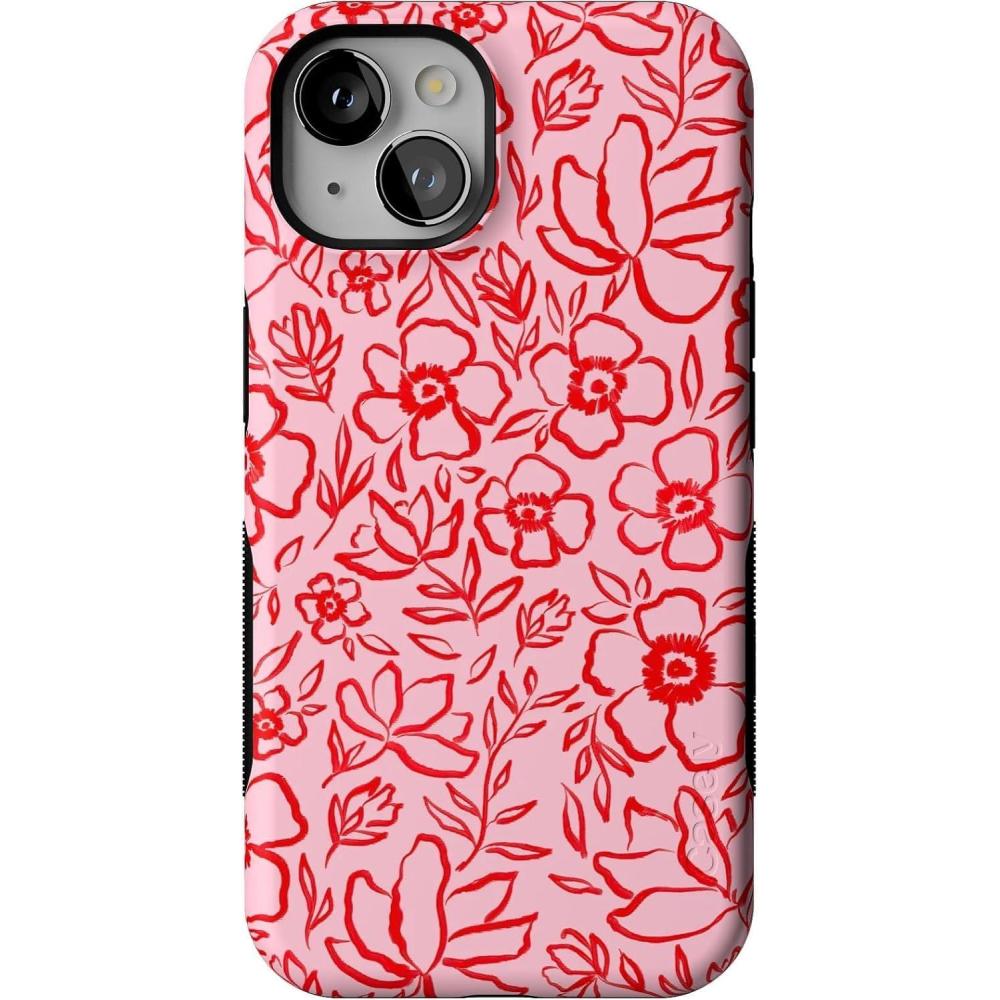imageCasely iPhone 13 Case  Field of Flowers  Pastel Floral  Compatible with MagSafe  Bold Protective DesignBlush Garden  Floral Doodle