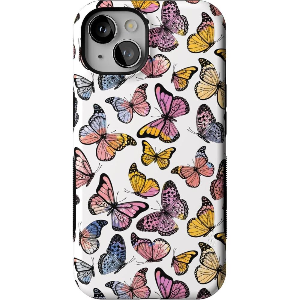 imageCasely iPhone 13 Case  Field of Flowers  Pastel Floral  Compatible with MagSafe  Bold Protective DesignFree Spirit  Rainbow Butterfly