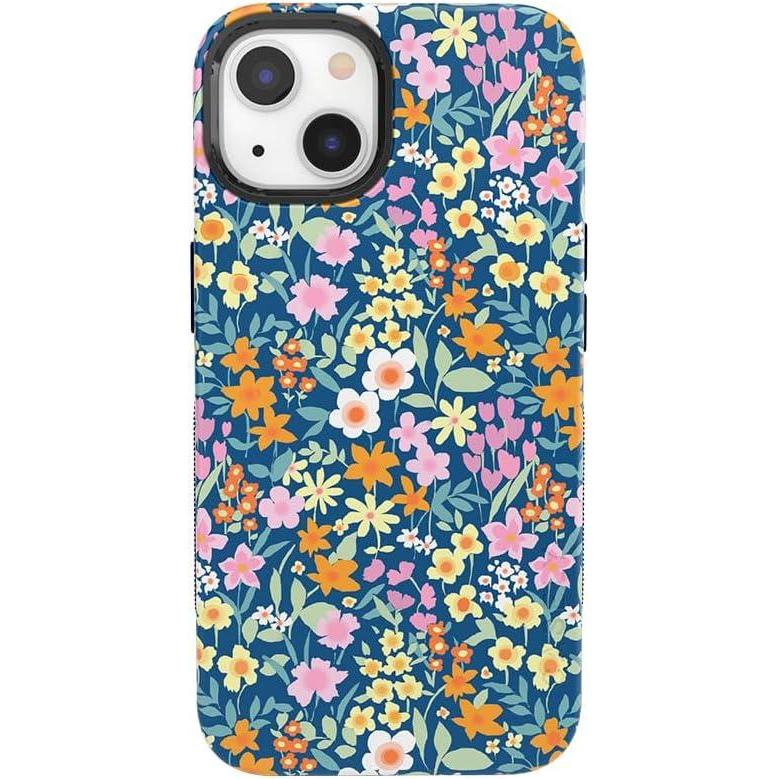 imageCasely iPhone 13 Case  Field of Flowers  Pastel Floral  Compatible with MagSafe  Bold Protective DesignFull Bloom  Navy Floral