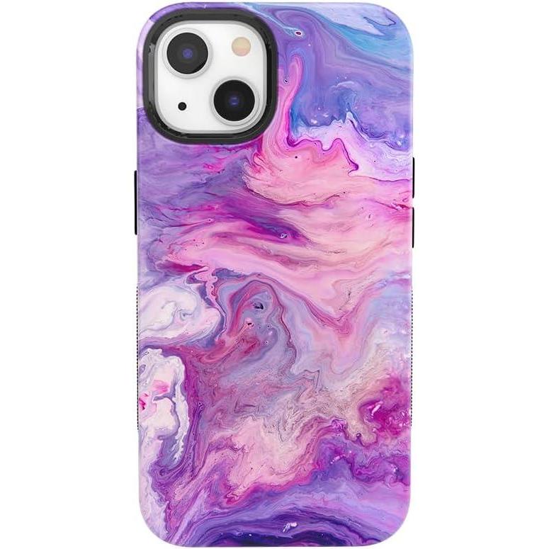 imageCasely iPhone 13 Case  Field of Flowers  Pastel Floral  Compatible with MagSafe  Bold Protective DesignTie Dying Over You Purple Marble