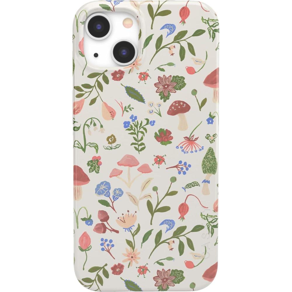 imageCasely iPhone 13 Case  Fit Check  Neutral Checkerboard  Compatible with MagSafe  Classic Ultra Slim DesignGarden Party  Mushroom Floral