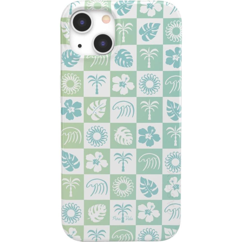 imageCasely iPhone 13 Case  Sage Garden  Green Floral  Compatible with MagSafe  Classic Ultra Slim Case DesignPura Vida  Coastal Checkers