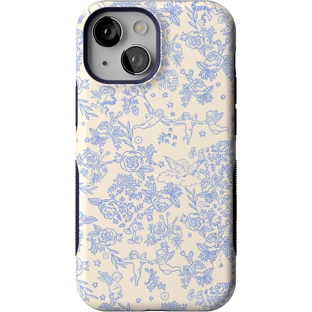 imageCasely iPhone 13 Mini Case  Id Pick You  Red Strawberry  Compatible with MagSafe  Bold Protective DesignCupids Canvas  Periwinkle Floral