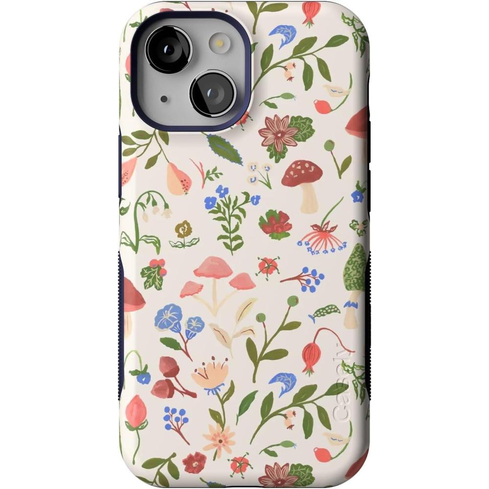 imageCasely iPhone 13 Mini Case  Id Pick You  Red Strawberry  Compatible with MagSafe  Bold Protective DesignGarden Party  Mushroom Floral