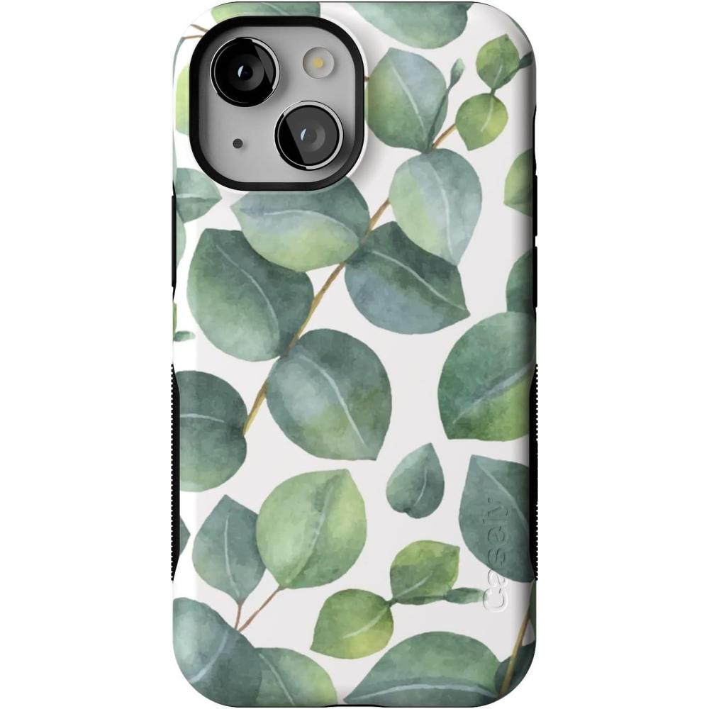 imageCasely iPhone 13 Mini Case  Id Pick You  Red Strawberry  Compatible with MagSafe  Bold Protective DesignLeaf Me Alone  Green Floral Print