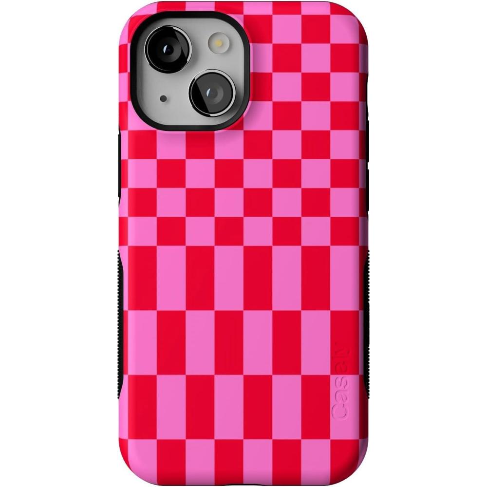 imageCasely iPhone 13 Mini Case  Id Pick You  Red Strawberry  Compatible with MagSafe  Bold Protective DesignVibe Check  Pink Checkerboard