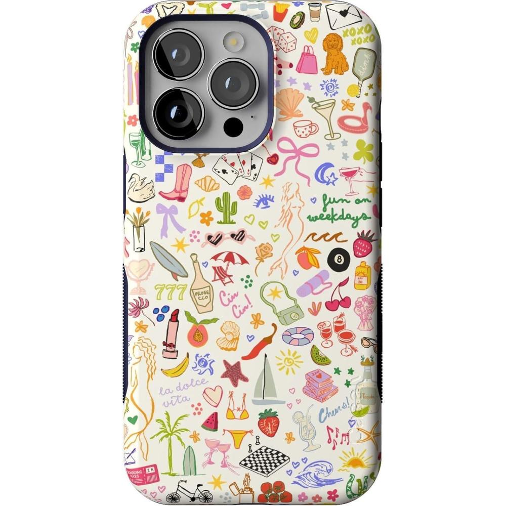 imageCasely iPhone 13 Pro Case  Ride The Wave  Pastel Rainbow Lined  Compatible with MagSafe  Bold Protective DesignAll the Fun Things