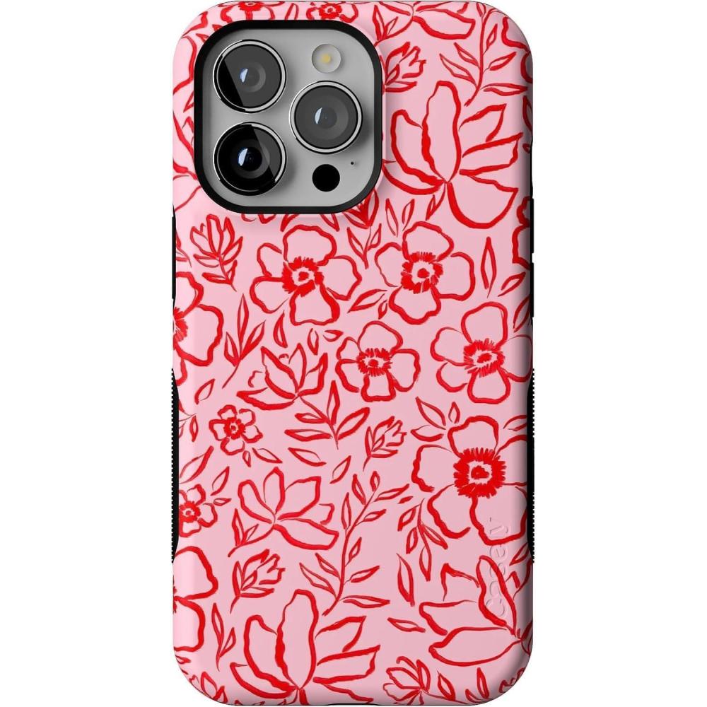 imageCasely iPhone 13 Pro Case  Ride The Wave  Pastel Rainbow Lined  Compatible with MagSafe  Bold Protective DesignBlush Garden  Floral Doodle