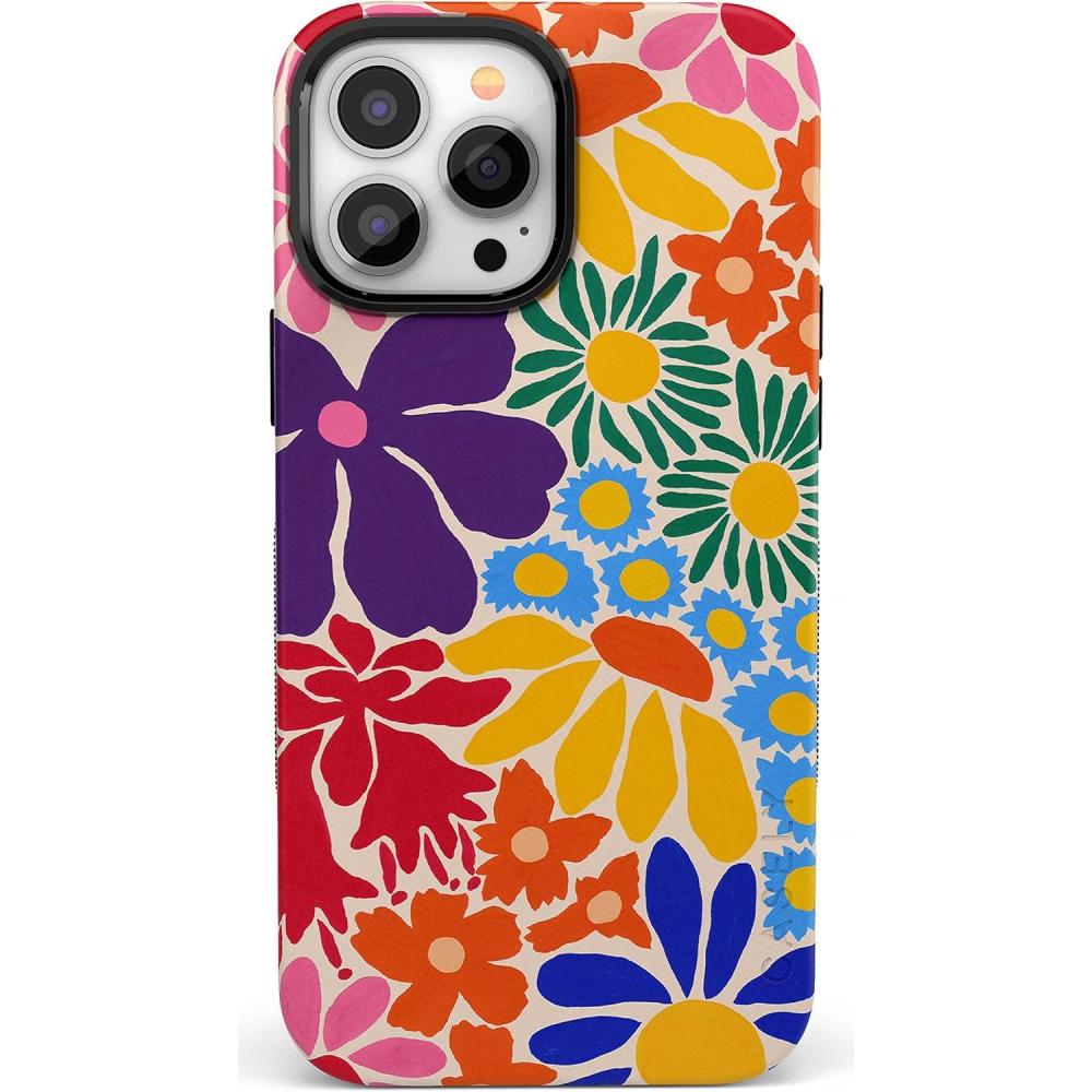 imageCasely iPhone 13 Pro Case  Ride The Wave  Pastel Rainbow Lined  Compatible with MagSafe  Bold Protective DesignFlower Patch  MultiColor Floral
