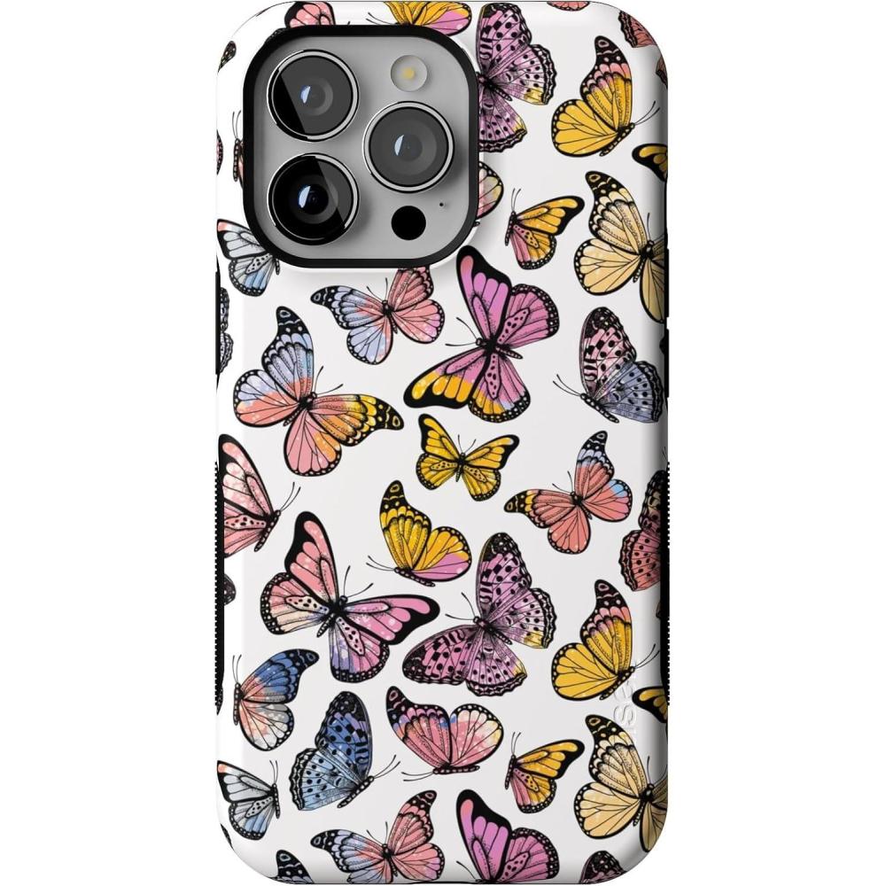 imageCasely iPhone 13 Pro Case  Ride The Wave  Pastel Rainbow Lined  Compatible with MagSafe  Bold Protective DesignFree Spirit  Rainbow Butterfly