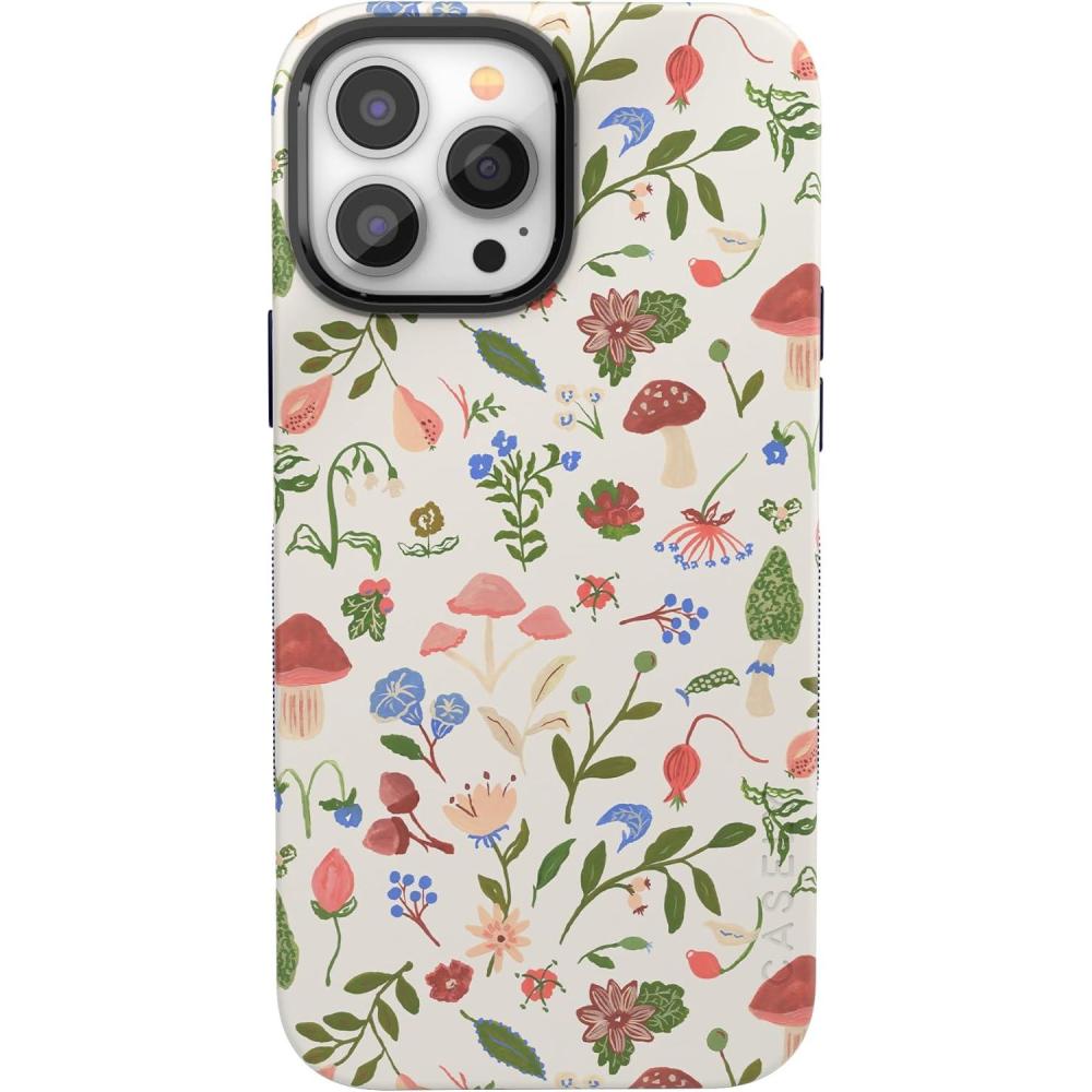 imageCasely iPhone 13 Pro Case  Ride The Wave  Pastel Rainbow Lined  Compatible with MagSafe  Bold Protective DesignGarden Party  Mushroom Floral