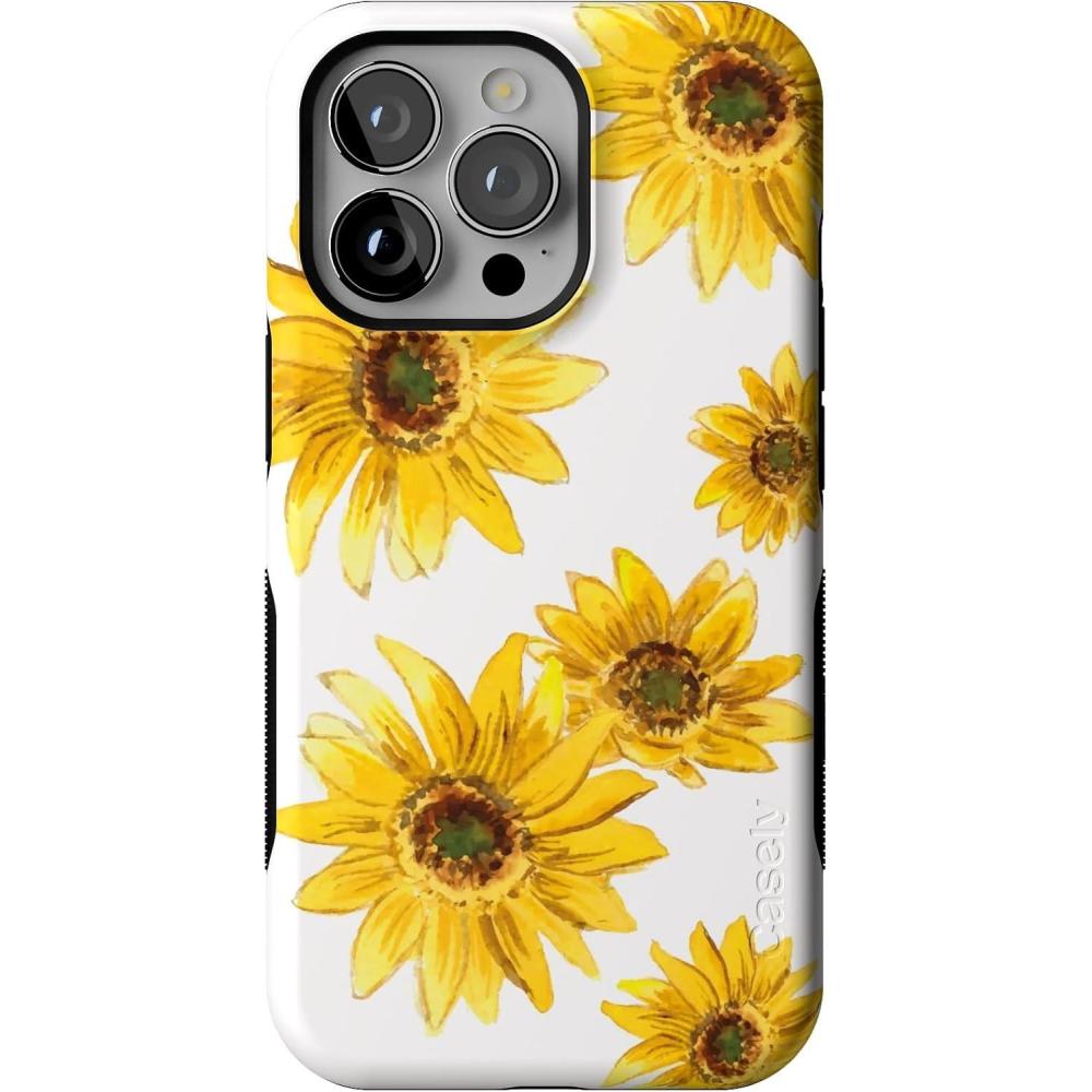 imageCasely iPhone 13 Pro Case  Ride The Wave  Pastel Rainbow Lined  Compatible with MagSafe  Bold Protective DesignGolden Garden  Yellow Sunflower