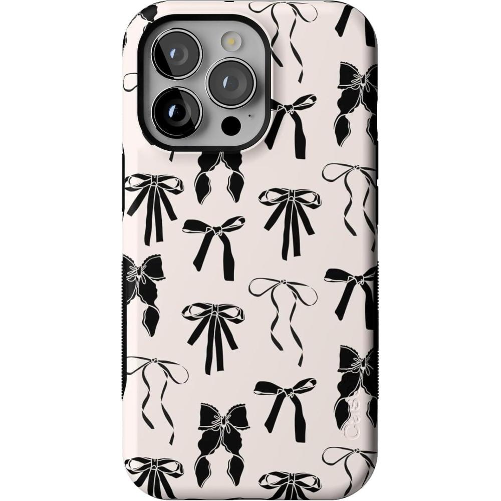 imageCasely iPhone 13 Pro Case  Ride The Wave  Pastel Rainbow Lined  Compatible with MagSafe  Bold Protective DesignGoth Girlie  Black Bows