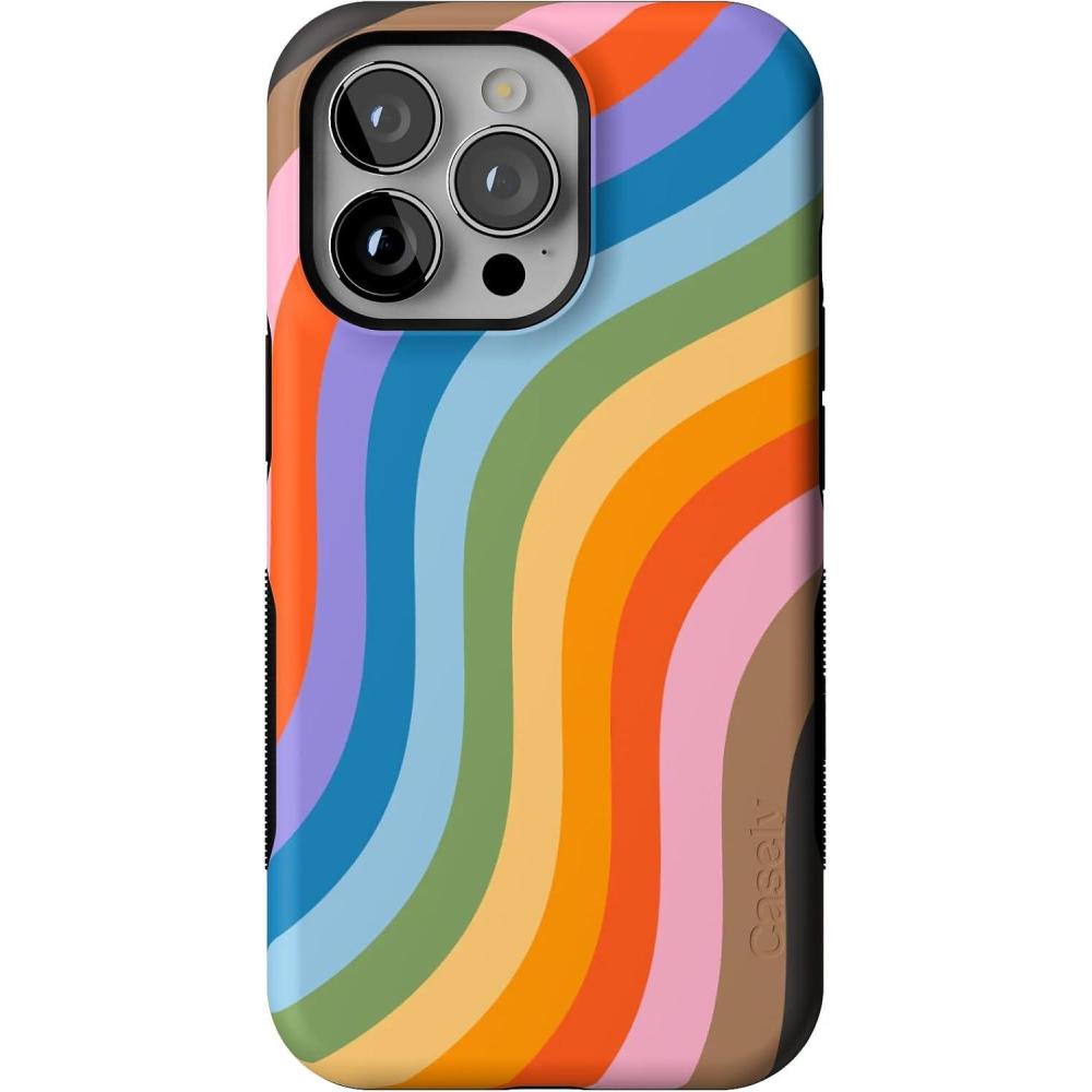 imageCasely iPhone 13 Pro Case  Ride The Wave  Pastel Rainbow Lined  Compatible with MagSafe  Bold Protective DesignLove for All  Rainbow Pride