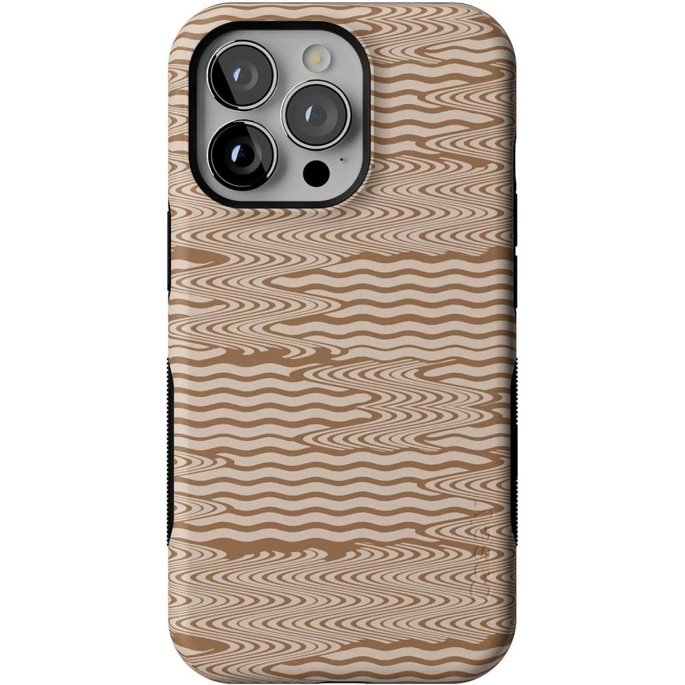 imageCasely iPhone 13 Pro Case  Ride The Wave  Pastel Rainbow Lined  Compatible with MagSafe  Bold Protective DesignMocha Ripple  Brown Wave