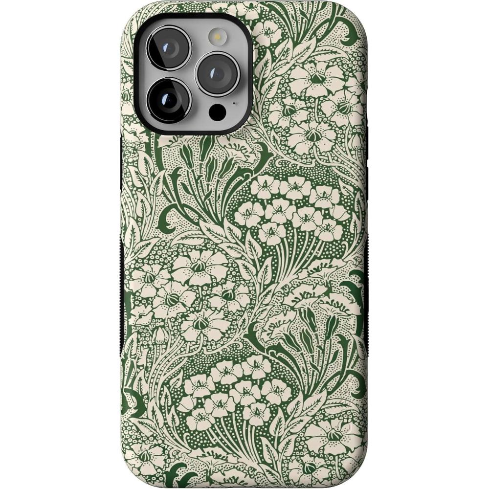 imageCasely iPhone 13 Pro Case  Ride The Wave  Pastel Rainbow Lined  Compatible with MagSafe  Bold Protective DesignMystic Meadow  Green Gardens