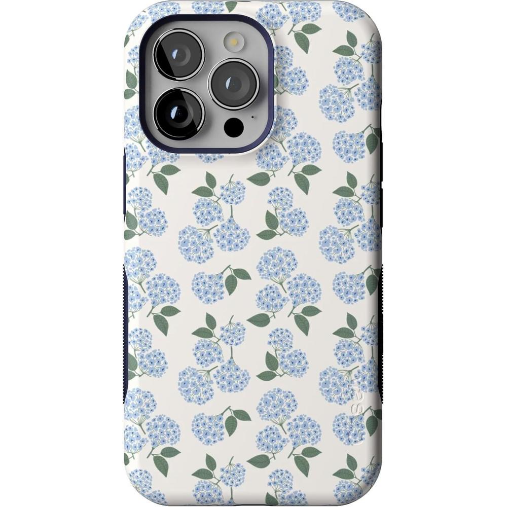 imageCasely iPhone 13 Pro Case  Ride The Wave  Pastel Rainbow Lined  Compatible with MagSafe  Bold Protective DesignNantucket Cottage  Blue Hydrangea